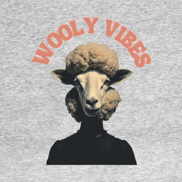 Wooly Vibes- Retro Sheep Girl Vintage Collage by The Whimsical Homestead